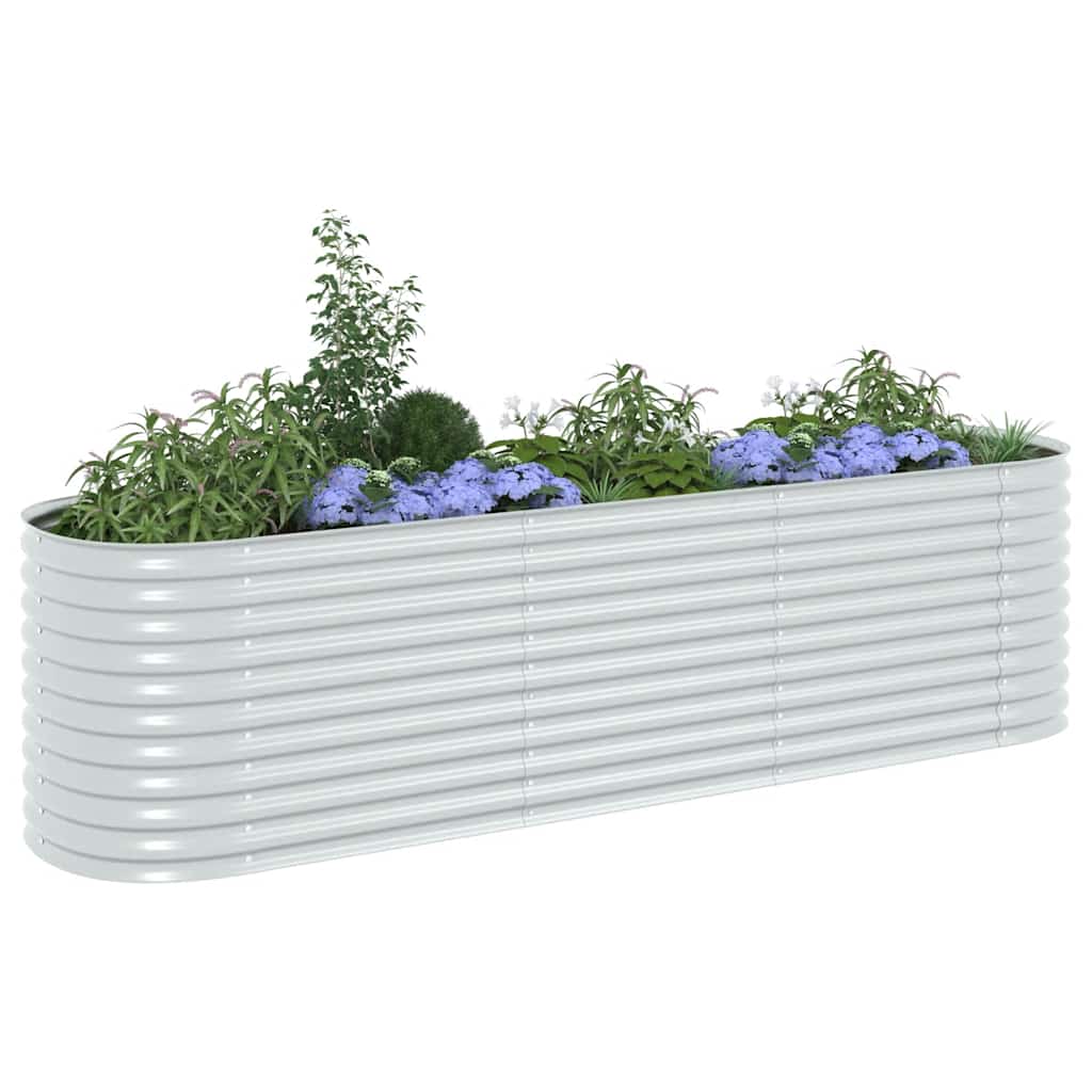 vidaXL Garden Raised Bed 320x80x81 cm Galvanised Steel Silver