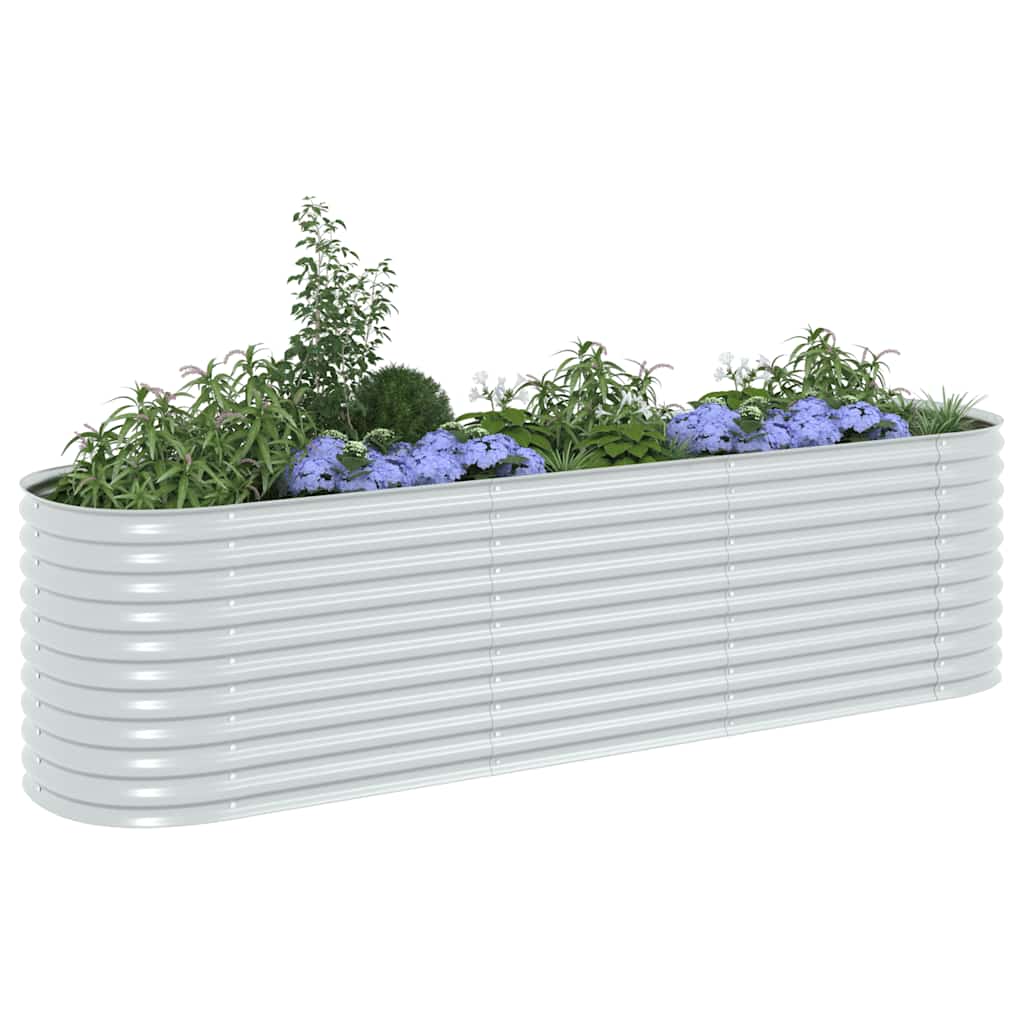 vidaXL Garden Raised Bed | Silver | Galvanised Steel | 320 x 80 x 81 cm