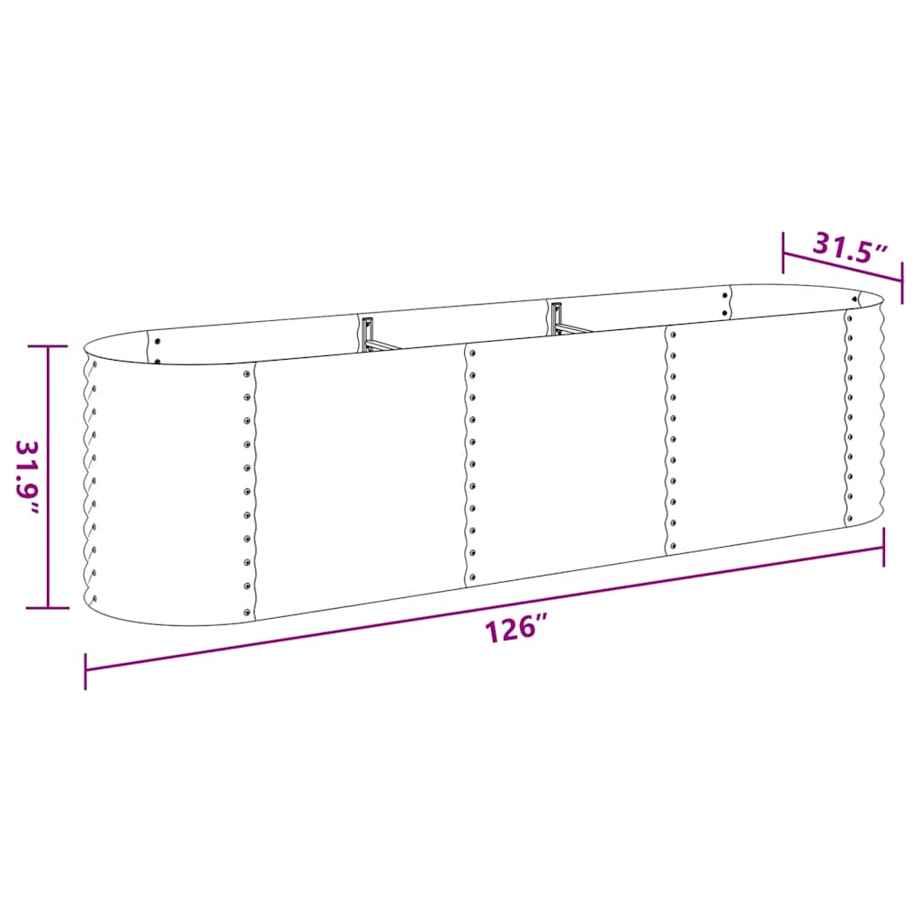 vidaXL Garden Raised Bed | Silver | Galvanised Steel | 320 x 80 x 81 cm