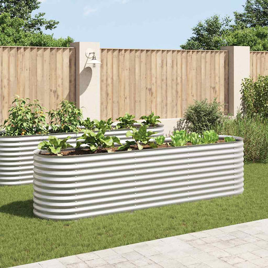vidaXL Garden Raised Bed 320x80x81 cm Galvanised Steel Silver