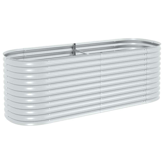vidaXL Garden Raised Bed 240x80x81 cm Galvanised Steel Silver