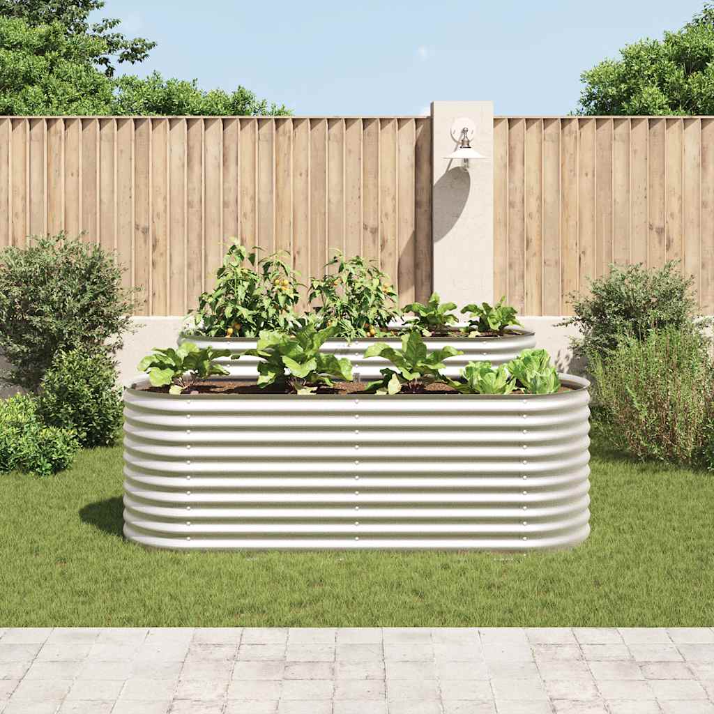 vidaXL Garden Raised Bed 240x80x81 cm Galvanised Steel Silver