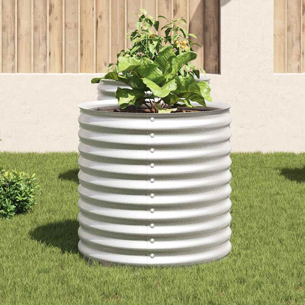 vidaXL Garden Raised Bed 80x80x81 cm Galvanised Steel Silver