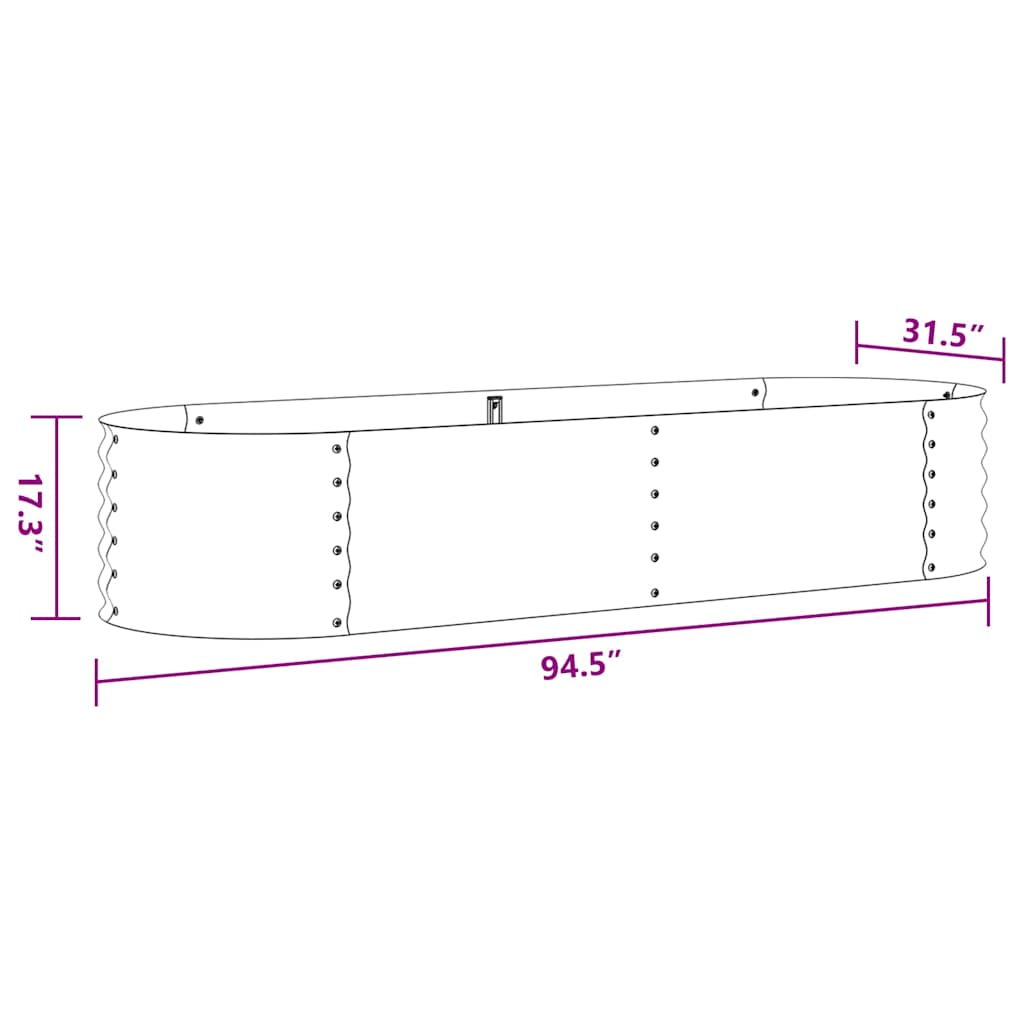 45518 vidaXL Garden Raised Bed 240x80x44 cm Galvanised Steel Silver
