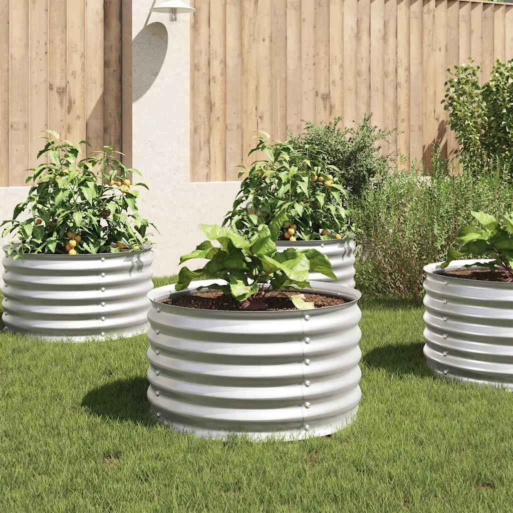 vidaXL Garden Raised Bed 80x80x44 cm Galvanised Steel Silver