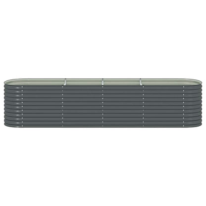 vidaXL Garden Raised Bed 400x80x81 cm Galvanised Steel Grey