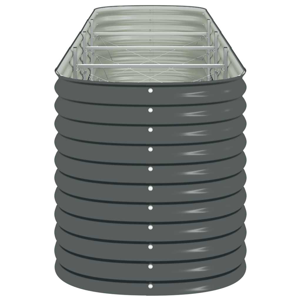 vidaXL Garden Raised Bed 400x80x81 cm Galvanised Steel Grey
