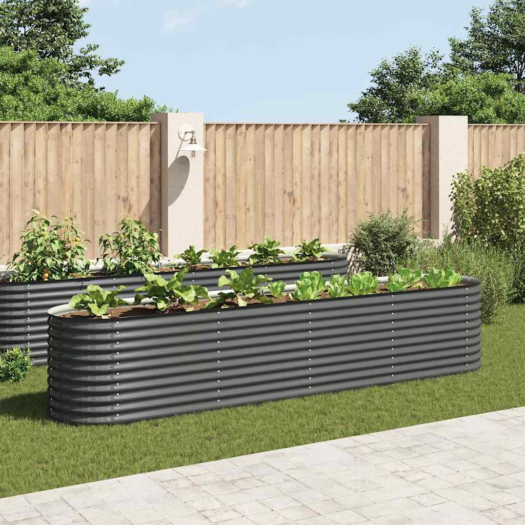 vidaXL Garden Raised Bed 400x80x81 cm Galvanised Steel Grey