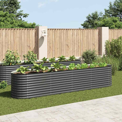 vidaXL Garden Raised Bed 400x80x81 cm Galvanised Steel Grey