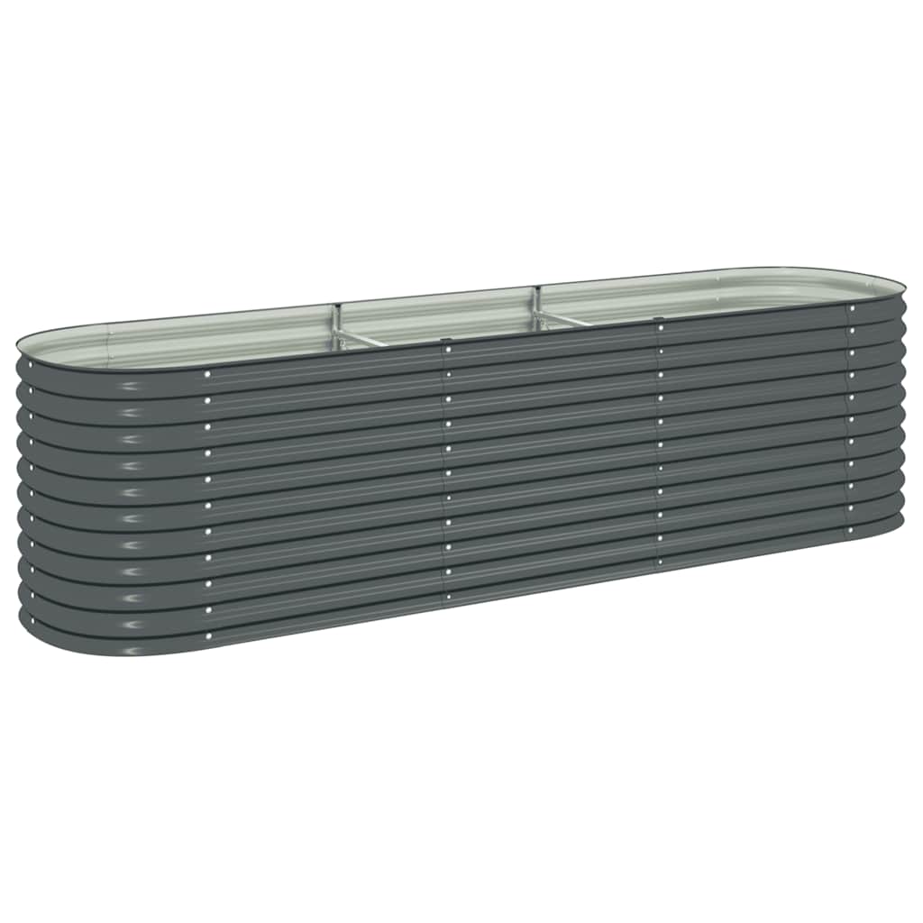 vidaXL Garden Raised Bed | Grey | Galvanised Steel | 320x80x81 cm
