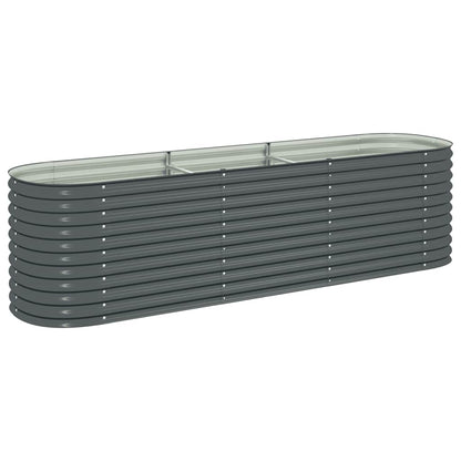 vidaXL Garden Raised Bed | Grey | Galvanised Steel | 320x80x81 cm