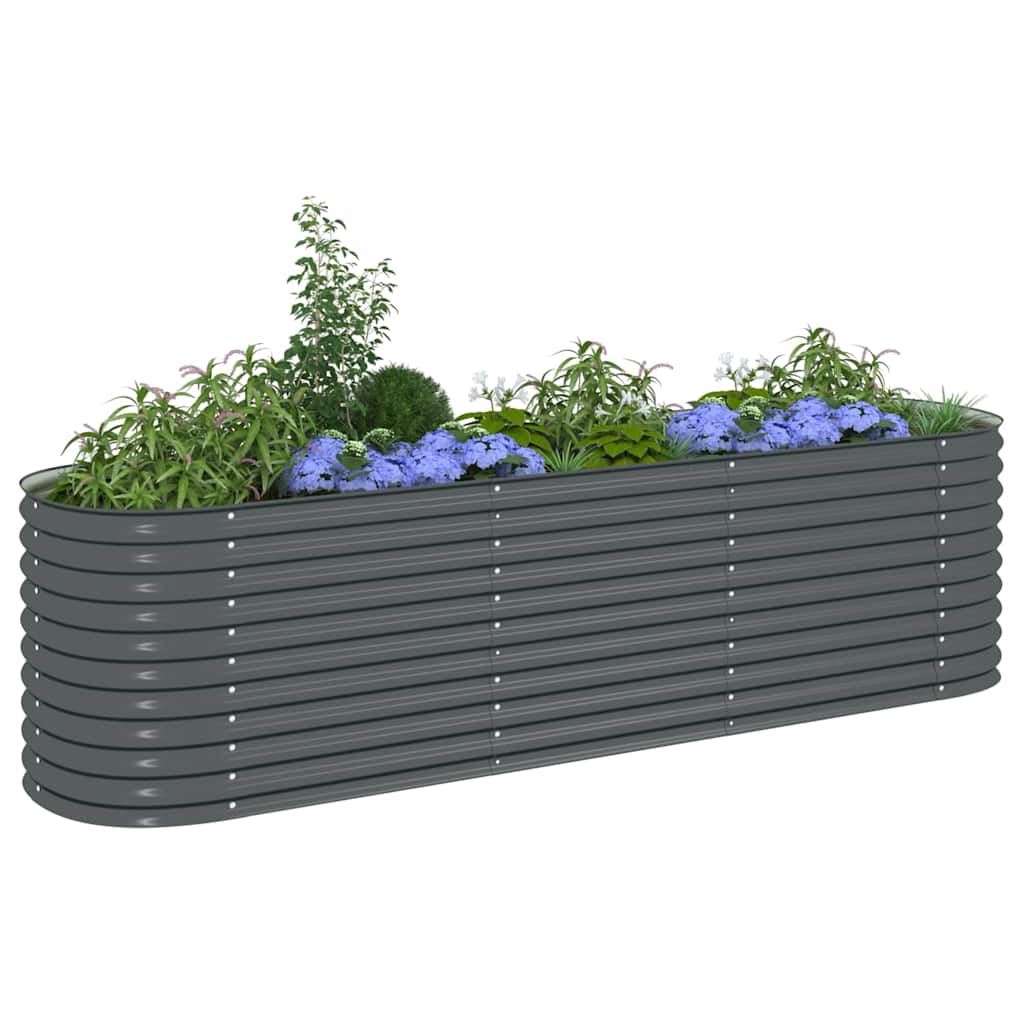 vidaXL Garden Raised Bed | Grey | Galvanised Steel | 320x80x81 cm