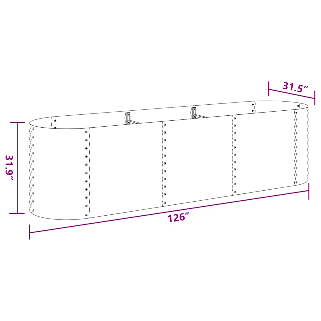 vidaXL Garden Raised Bed | Grey | Galvanised Steel | 320x80x81 cm