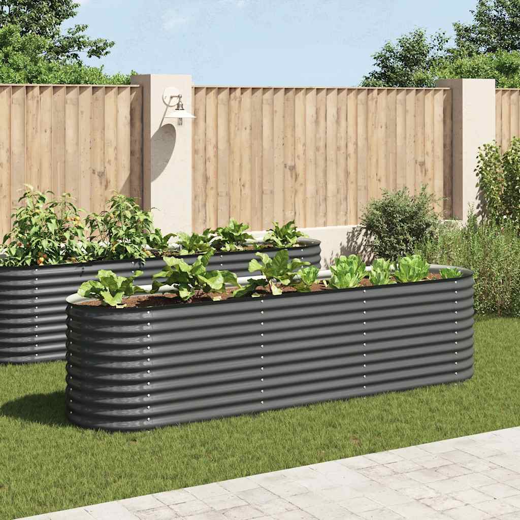 vidaXL Garden Raised Bed | Grey | Galvanised Steel | 320x80x81 cm