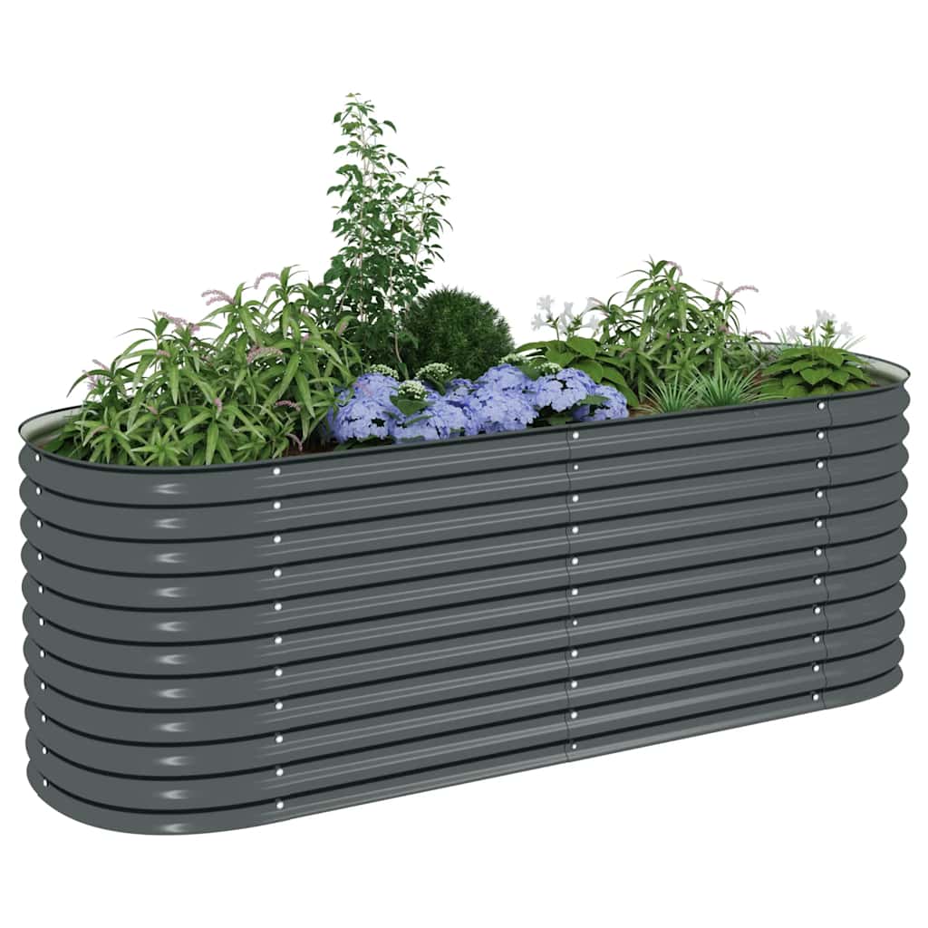 vidaXL Garden Raised Bed 240x80x81 cm Galvanised Steel Grey