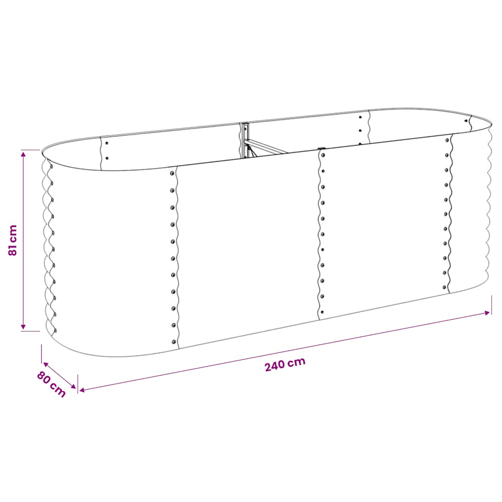 vidaXL Garden Raised Bed | Grey | Galvanised Steel | Large | Durable