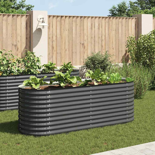 vidaXL Garden Raised Bed | Grey | Galvanised Steel | Large | Durable