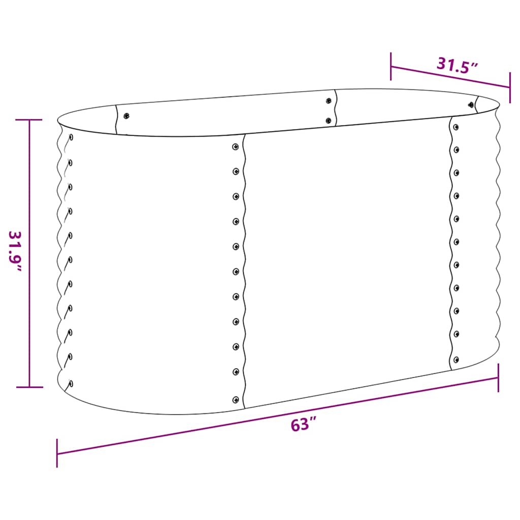 45524 vidaXL Garden Raised Bed 160x80x81 cm Galvanised Steel Grey