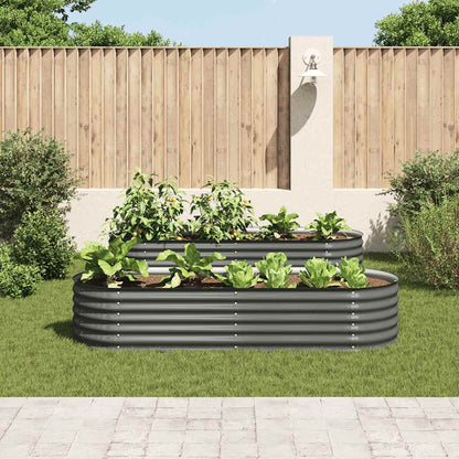 vidaXL Garden Raised Bed 240x80x44 cm Galvanised Steel Grey