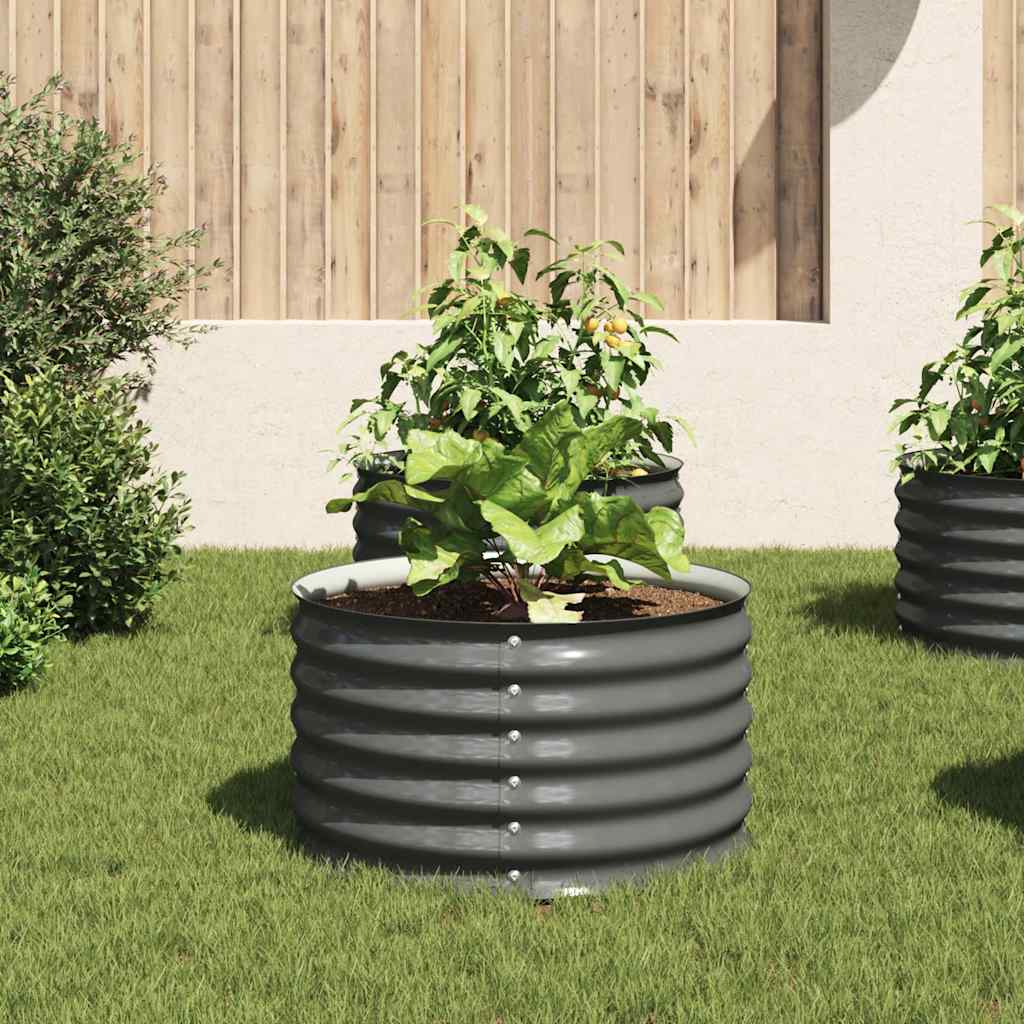 vidaXL Garden Raised Bed 80x80x44 cm Galvanised Steel Grey