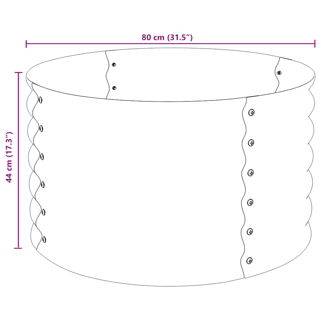 vidaXL Garden Raised Bed 80x80x44 cm Galvanised Steel Grey