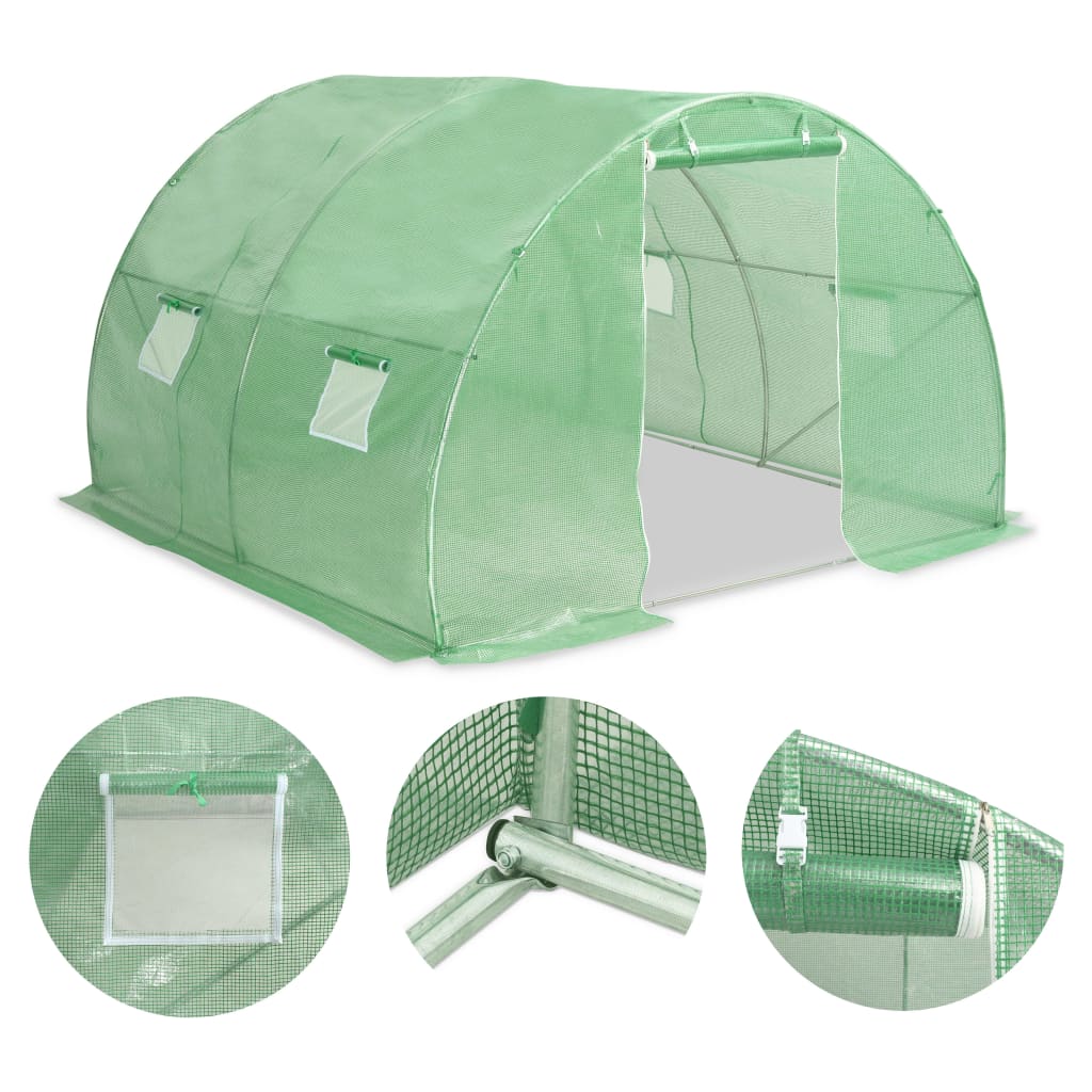 vidaXL Greenhouse | Green | PE mesh fabric, galvanised steel | Large