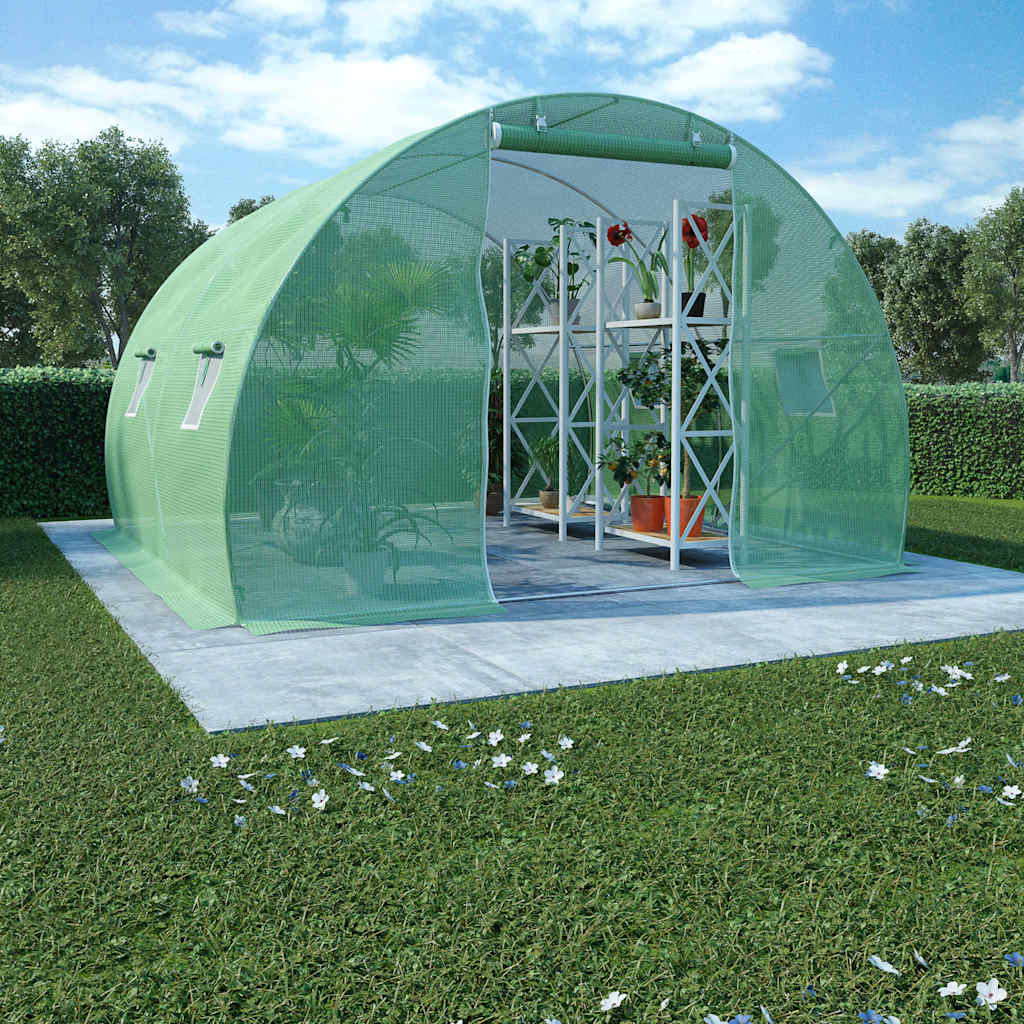 vidaXL Greenhouse | Green | PE mesh fabric, galvanised steel | Large