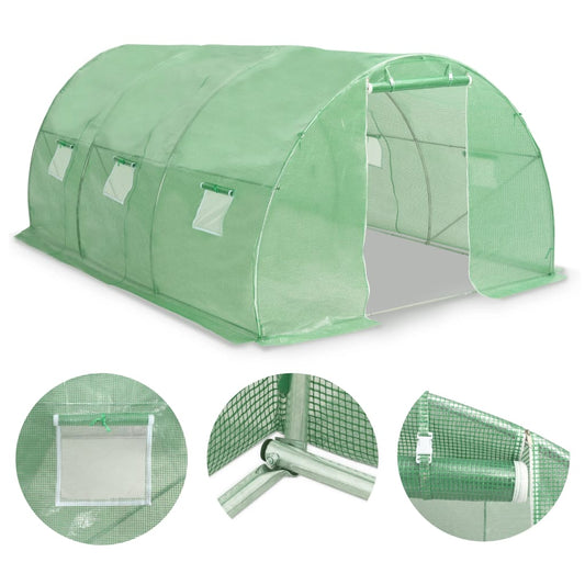 vidaXL Greenhouse | Green | Polyethylene mesh fabric and galvanised steel