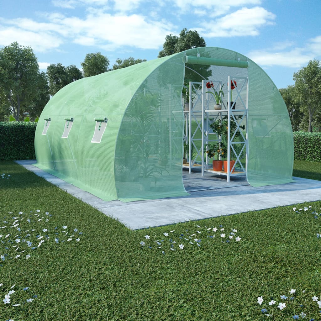 vidaXL Greenhouse | Green | Polyethylene mesh fabric and galvanised steel
