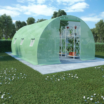vidaXL Greenhouse | Green | Polyethylene mesh fabric and galvanised steel