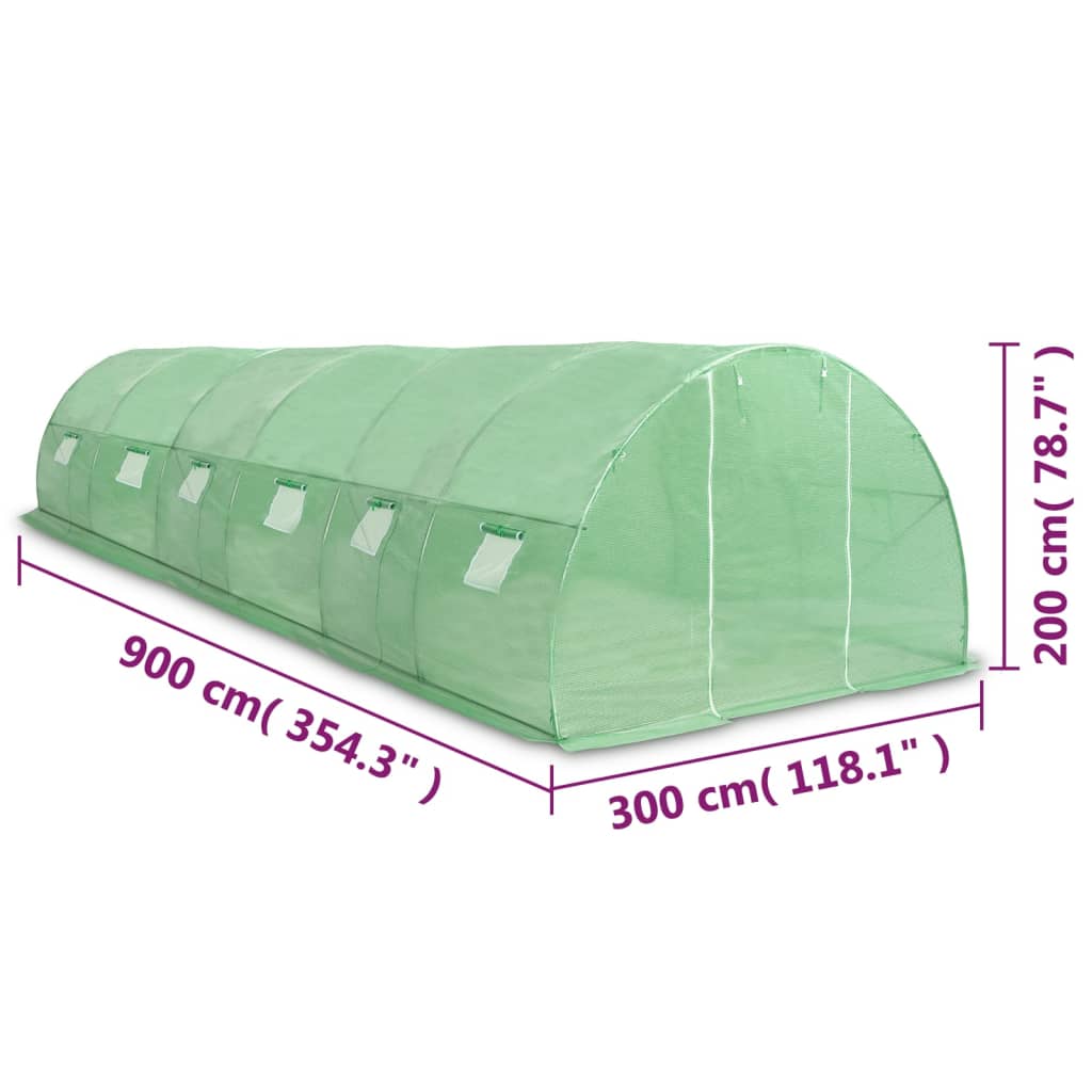 vidaXL Greenhouse 27m² 900x300x200 cm