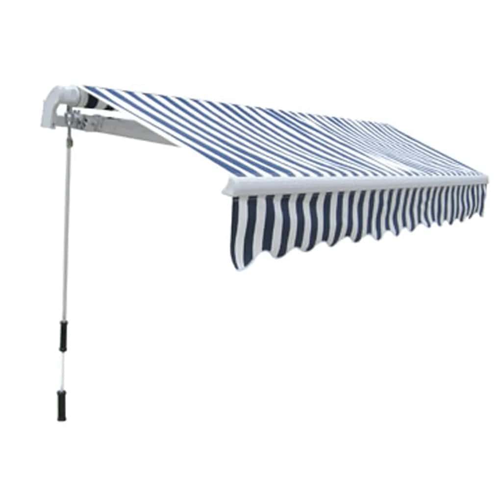 275552 vidaXL Folding Awning Manual Operated 300 cm Blue/White (143024+143036)