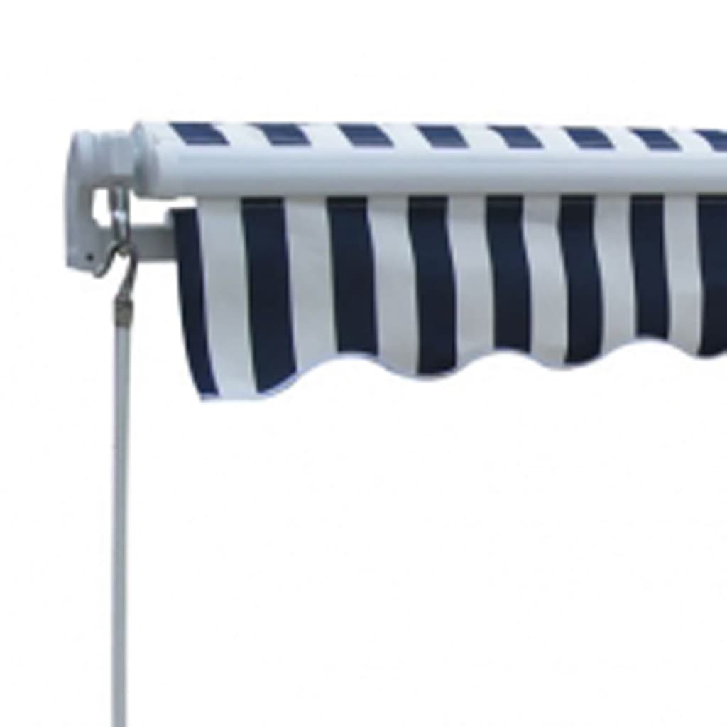 275552 vidaXL Folding Awning Manual Operated 300 cm Blue/White (143024+143036)