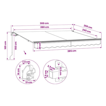 vidaXL Folding Awning Manual Operated 300 cm Cream
