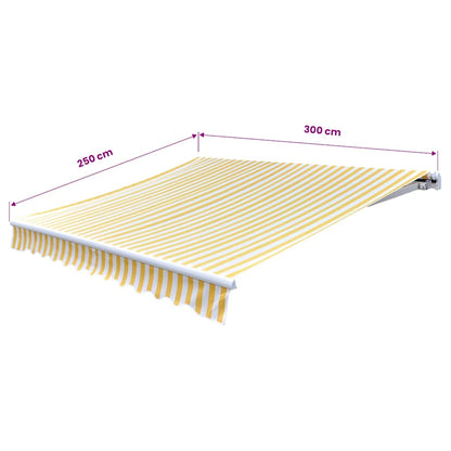 vidaXL Folding Awning Manual Operated 300 cm Yellow/White