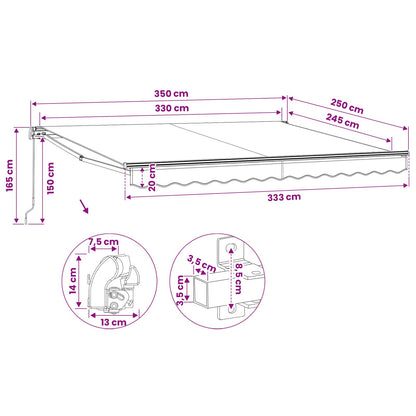 vidaXL Folding Awning Manual Operated 300 cm Anthracite