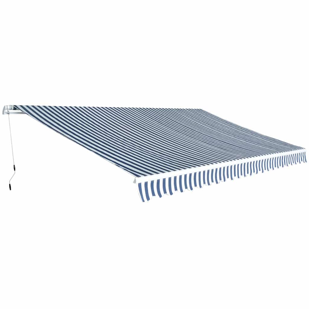 vidaXL Folding Awning Manual Operated 500 cm Blue/White