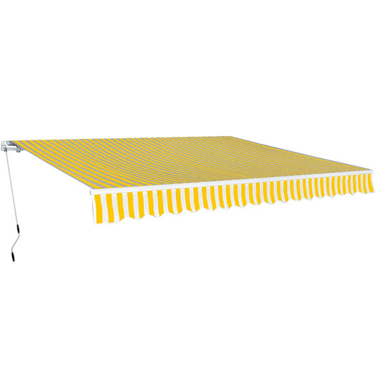 275574 vidaXL Folding Awning Manual Operated 400 cm Yellow/White (143031+143046)