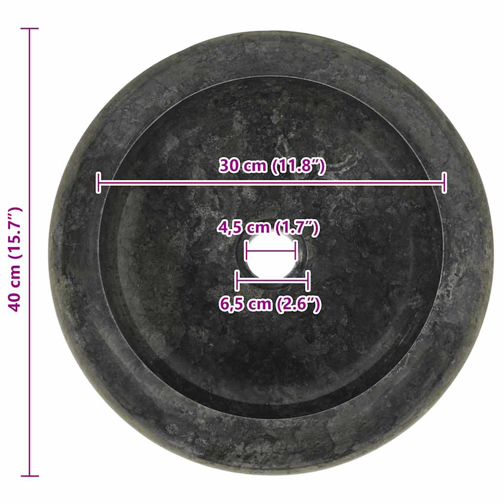vidaXL Sink 40x12 cm Marble Black