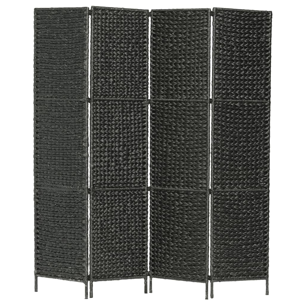 vidaXL 4-Panel Room Divider Black 154x160 cm Water Hyacinth