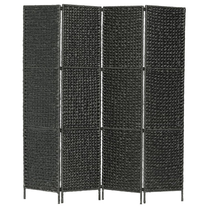 vidaXL 4-Panel Room Divider Black 154x160 cm Water Hyacinth