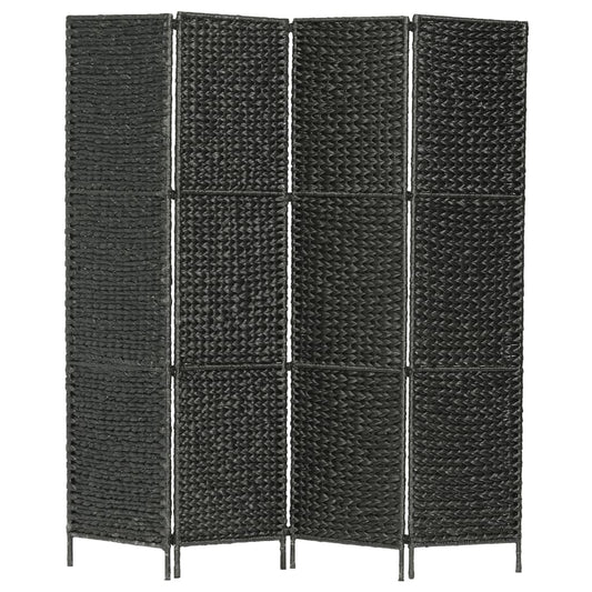 vidaXL 4-Panel Room Divider Black 154x160 cm Water Hyacinth