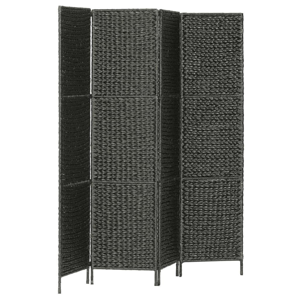 vidaXL 4-Panel Room Divider Black 154x160 cm Water Hyacinth