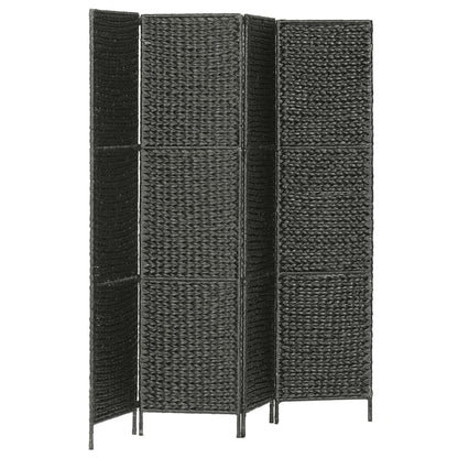 vidaXL 4-Panel Room Divider Black 154x160 cm Water Hyacinth