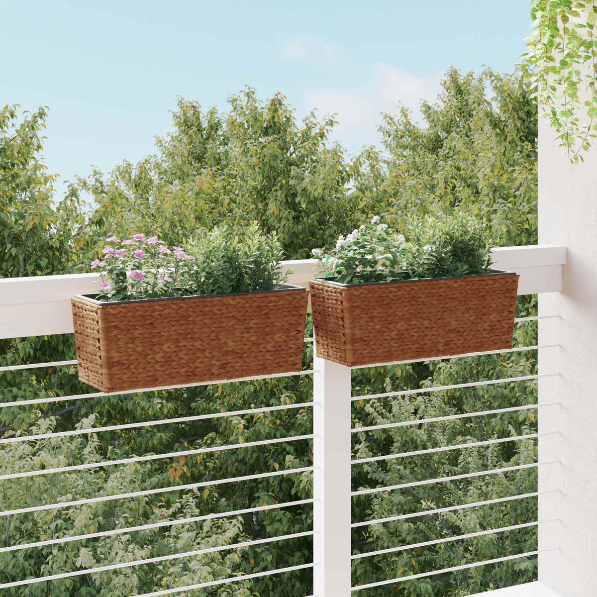 vidaXL Planters 2 pcs Water Hyacinth Brown
