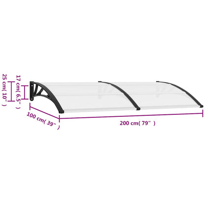 vidaXL Door Canopy | Black brackets, transparent sheets