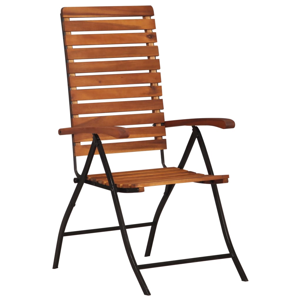 vidaXL Garden Chair | Set of 2 | Brown and Black | Acacia hardwood and steel