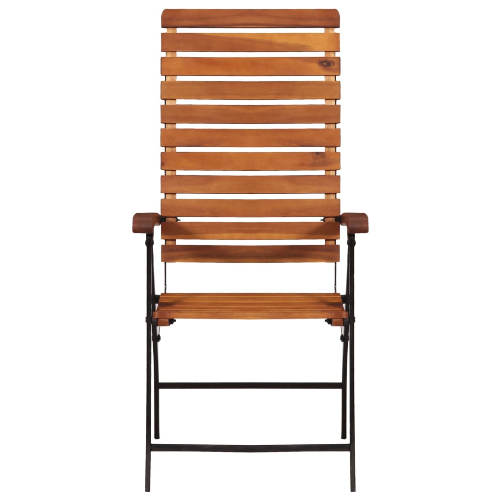 vidaXL Garden Chair | Set of 2 | Brown and Black | Acacia hardwood and steel