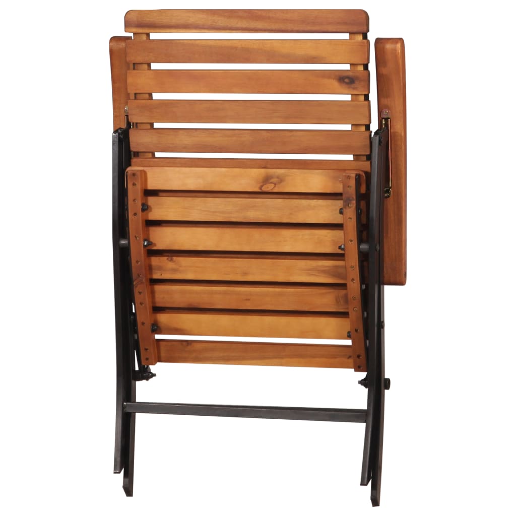 vidaXL Garden Chair | Set of 2 | Brown and Black | Acacia hardwood and steel