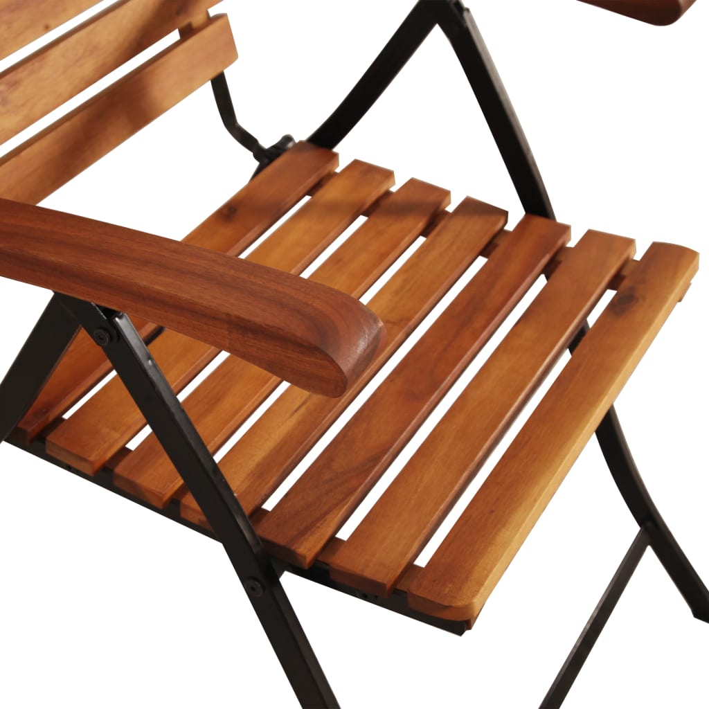 vidaXL Garden Chair | Set of 2 | Brown and Black | Acacia hardwood and steel